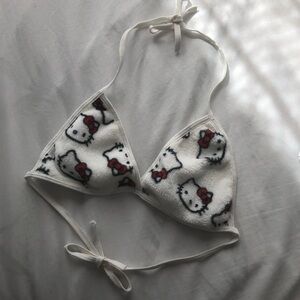 White Hello Kitty Triangle Bikini Top
